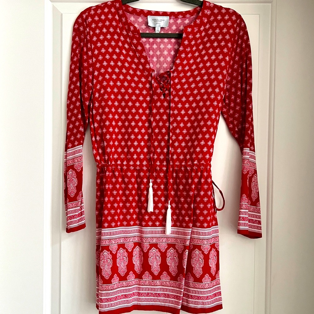 Red Paisley Long Sleeve Beach Tunic